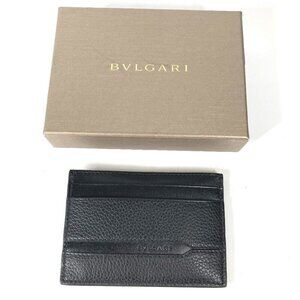 Auth BVLGARI 36969 Logo Octo OCTO Card Case Leather Black